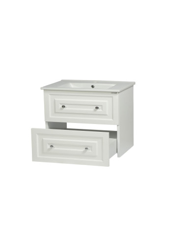 Kayra Izlietnes skapis ar atvilktnēm 80 cm, balts + izlietne SU080