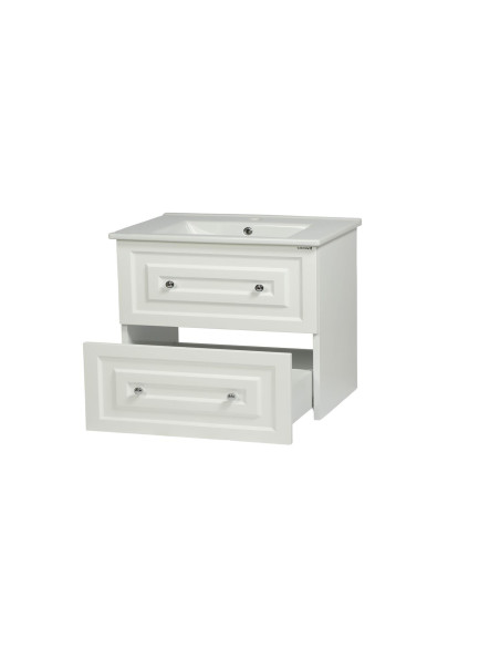 Kayra Izlietnes skapis ar atvilktnēm 80 cm, balts + izlietne SU080