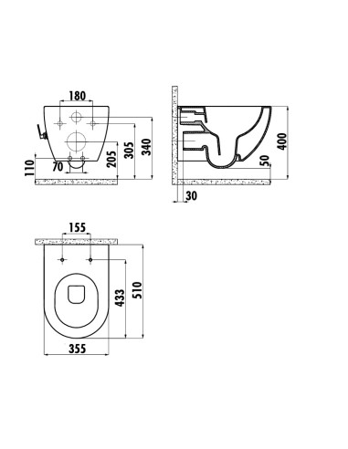 rimfree sienas tualete Bezmaksas, paklājiņš sarkans, bez sēdekļa