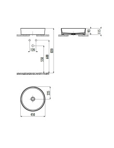 apaļa darba virsmas izlietne Loop 45x45 cm matēts antracīts 2