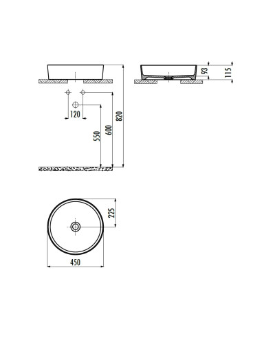 apaļa darba virsmas izlietne Loop 45x45 cm matbalta