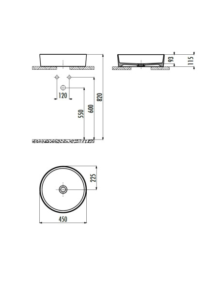 apaļa darba virsmas izlietne Loop 45x45 cm matbalta
