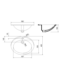 TROPICO Padziļināta keramikas izlietne 58x46cm, balta 2