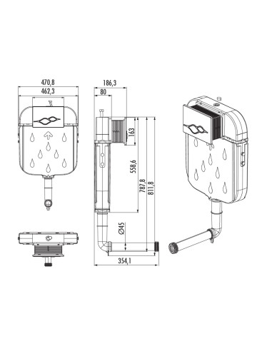 Creavit slēptā tvertne tualetei no aizmugures līdz sienai