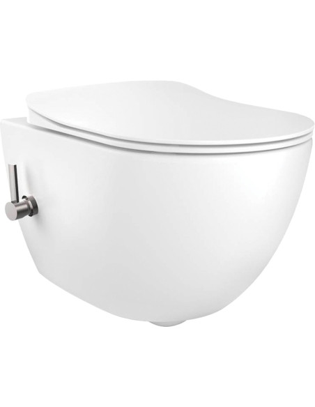 sienas piekarināmā tualete bez malām Bezmaksas ar iebūvētu bidē jaucējkrānu sienas piekarināmā tualete bez malām Bezmaksas ar iebūvētu bidē jaucējkrānu