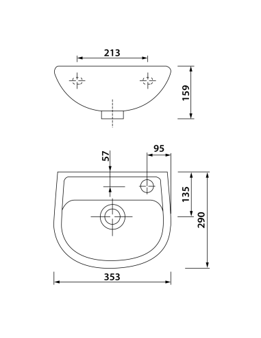 29*35 CM OVĀLS W.BASIN AR AURU BALTS
