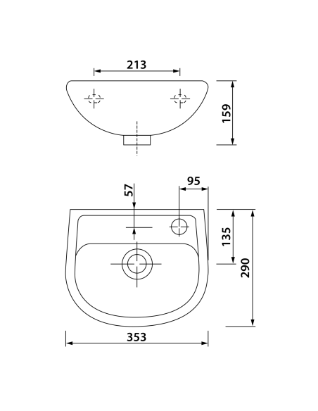 29*35 CM OVĀLS W.BASIN AR AURU BALTS