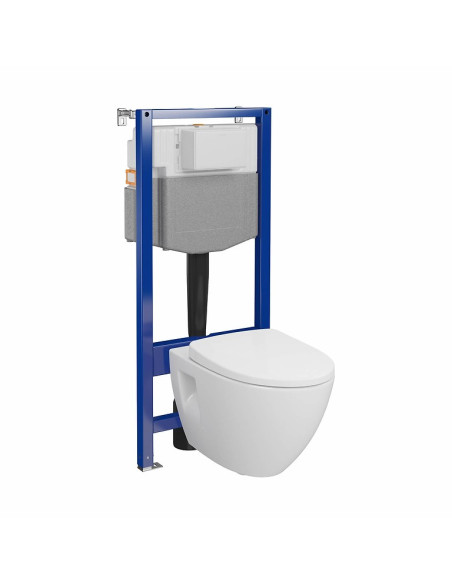 SET C35: AQUA 50 MECH QF WC FRAME + MODUO PLUS CLEANON OVAL WALL HUNG BOWL WITH TOILET SEAT - 1