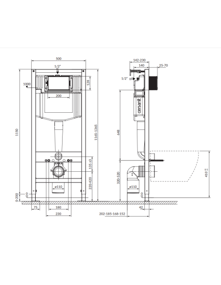 RINKINYS C35: WC rėmas AQUA 50 MECH QF + MODUO PLUS CLEANON OVALUS SIENOS pakabinamas puodas su SC dangteliu - 4