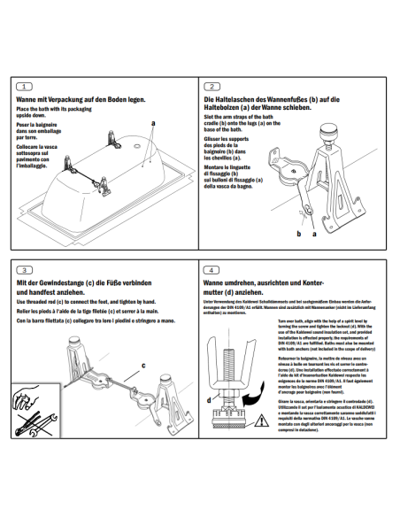 Vannas kājas tērauda vannām Kaldewei 5030, tērauds, 10 cm x 5 cm, 4 gab. - 3