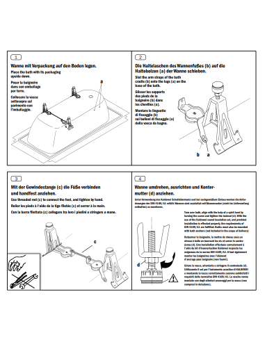 Vannas kājas tērauda vannām Kaldewei 5030, tērauds, 10 cm x 5 cm, 4 gab. - 3