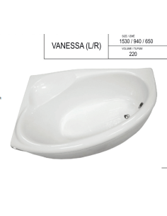 Stūra  vanna " Vanessa ", 1530 x 940mm - 1 2