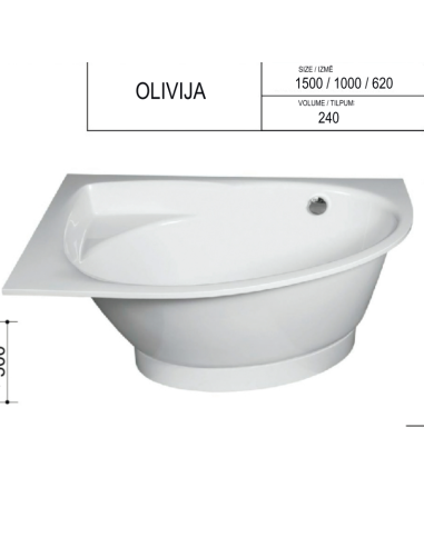 Corner bathtub "Olivia",1500 x 1000 - 2