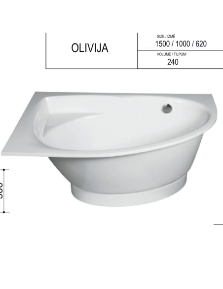 Corner bathtub "Olivia",1500 x 1000 - 2