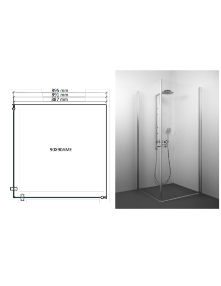 Dušas kabīne 900x900x2000mm, caursp. AMELIA Stikla Serviss - 8 Dušas kabīne 900x900x2000mm, caursp. AMELIA Stikla Serviss - 8
