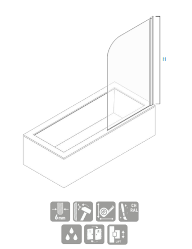 Bath wall 80cm, Franceska Plus dia. FRANCESKA - 1