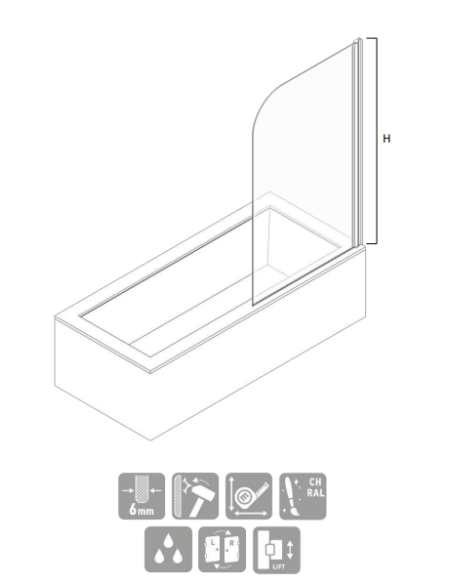 Bath wall 80cm, Franceska Plus dia. FRANCESKA - 1 Bath wall 80cm, Franceska Plus dia. FRANCESKA - 1