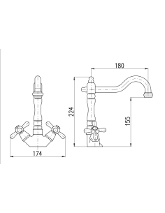 copy of MORAVA RETRO Sink lever mixer - Barva bílá,Rozměr 1/2'' - 1 2