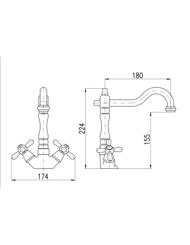 copy of MORAVA RETRO Sink lever mixer - Barva bílá,Rozměr 1/2'' - 2