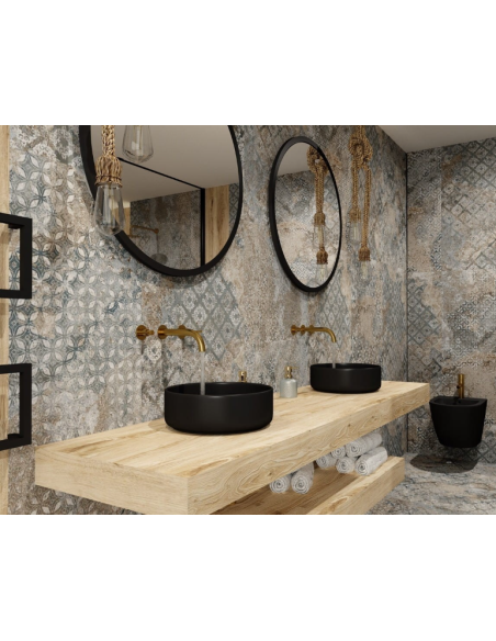 Washbasin Lavita Merida Slim Black 37x37x12cm, round Z223MB - 2