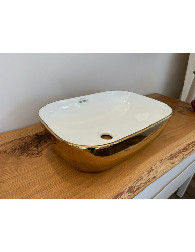 Izlietne keramiska 46x32,5x13,5cm Lavita Costa gold/white - 7