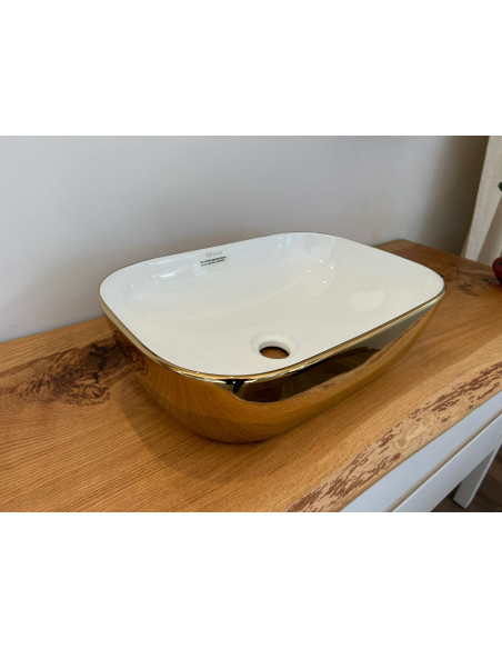 Izlietne keramiska 46x32,5x13,5cm Lavita Costa gold/white - 7