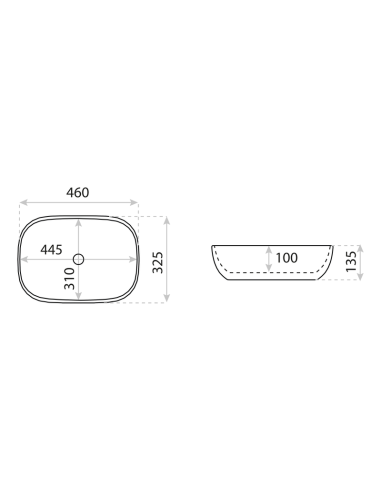 Washbasin Lavita Costa Black 46x32.5x13.5cm, black matte - 1