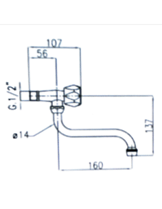 Virtuves krāns no sienas 652, ABS - 1 2