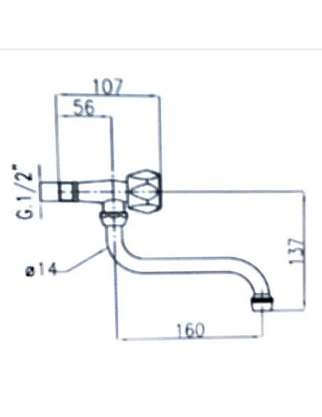 Wall-mounted sink faucet with "S" outlet for one water, Faris 652 - 2 Wall-mounted sink faucet with "S" outlet for one water, Faris 652 - 2