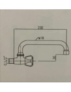 Izlietnes krāns ar "U" izteku vienam ūdenim, no sienas 654, ABS - 1 2