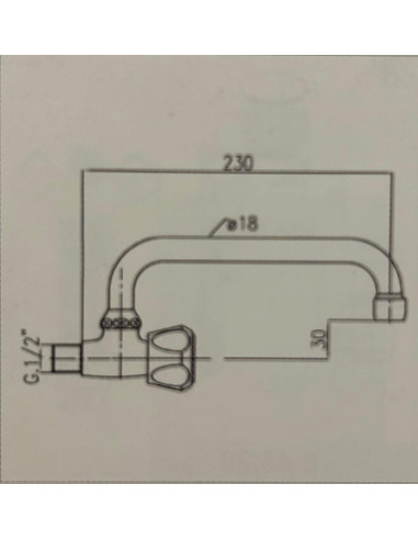 Sink faucet with "U" outlet for one water, from the wall 654, ABS - 2