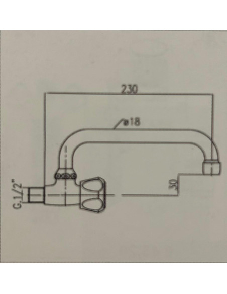 Izlietnes krāns ar "U" izteku vienam ūdenim, no sienas 654, ABS - 2 Izlietnes krāns ar "U" izteku vienam ūdenim, no sienas 654, ABS - 2