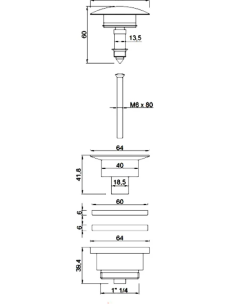 copy of Basin pop-up waste  CLICK/CLACK 5/4'' BLACK MATT/WHITE - Barva černá matná - 3 2