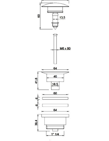 copy of Basin pop-up waste  CLICK/CLACK 5/4'' BLACK MATT/WHITE - Barva Černá matná - 1