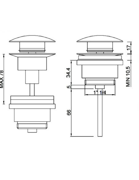 copy of Basin pop-up waste  CLICK/CLACK 5/4'' BLACK MATT/WHITE - Barva Černá matná - 2