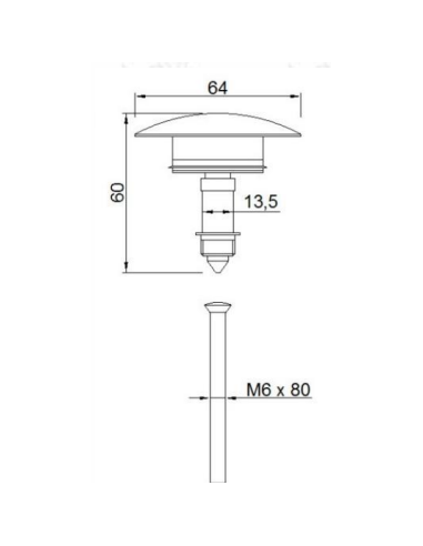 Notece universāla, derīga ar un bez pārplūdes 1 1/4"x65x50*CLOC-CLIC*, 1 1/4"X65, hroms - 2