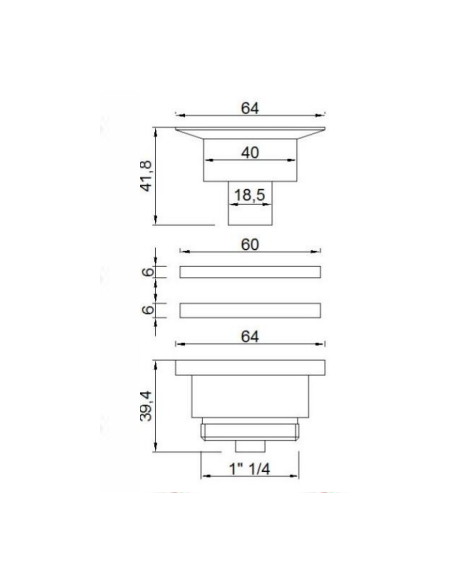 Notece universāla, derīga ar un bez pārplūdes 1 1/4"x65x50*CLOC-CLIC*, 1 1/4"X65, hroms - 3 Notece universāla, derīga ar un bez pārplūdes 1 1/4"x65x50*CLOC-CLIC*, 1 1/4"X65, hroms - 3