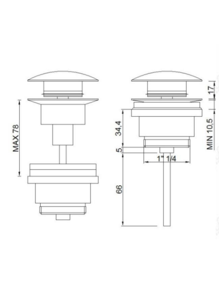 Waste set push-open for basins 1 1/4"x65x50*CLOC-CLIC*,12500UNIVE 1 1/4"X65 - 4 Waste set push-open for basins 1 1/4"x65x50*CLOC-CLIC*,12500UNIVE 1 1/4"X65 - 4