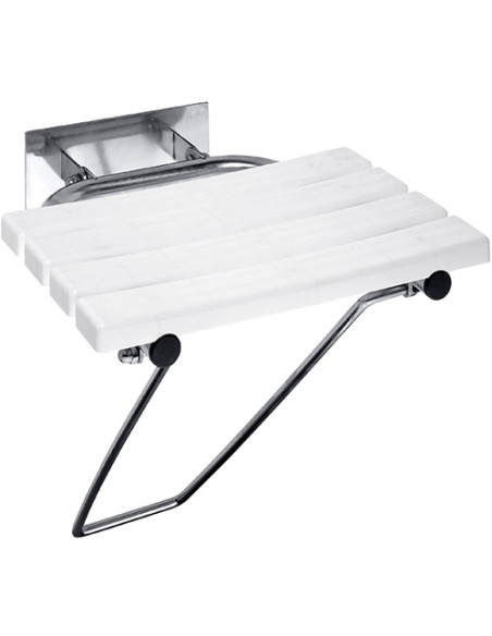HELP: Reversible shower seat with butteress stand, stainless steel with cover flange