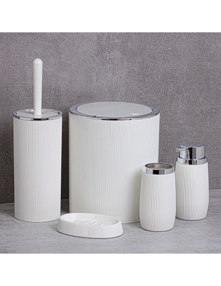 HOME: Set of bathroom accessories (5 pcs.), white HOME: Set of bathroom accessories (5 pcs.), white