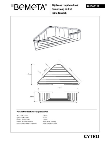 CYTRO: Corner shower shelf