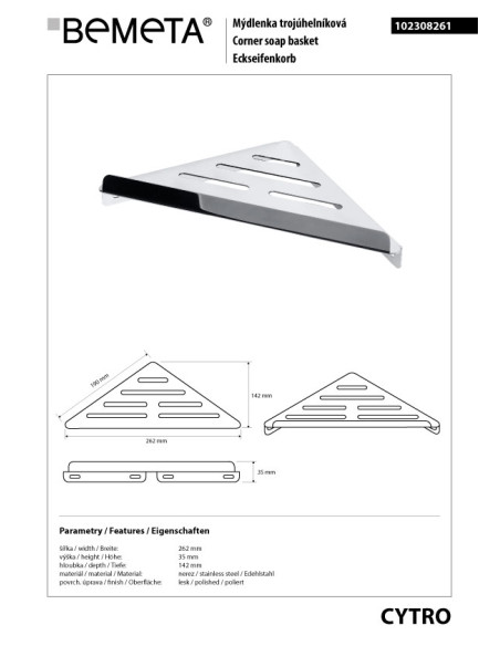 CYTRO: Corner shower shelf