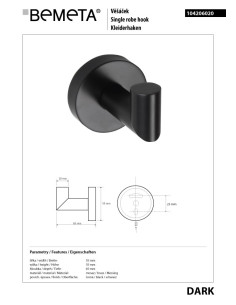 DARK: Single robe hook 2
