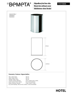 Waste bin, 9 l, stainless steel, matt 2