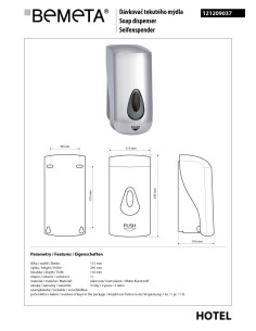 Soap dispenser, 1000 ml, plastic, grey 2