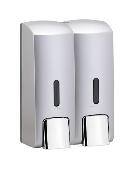 Double soap dispenser 2x300ml, plastic, matt Double soap dispenser 2x300ml, plastic, matt