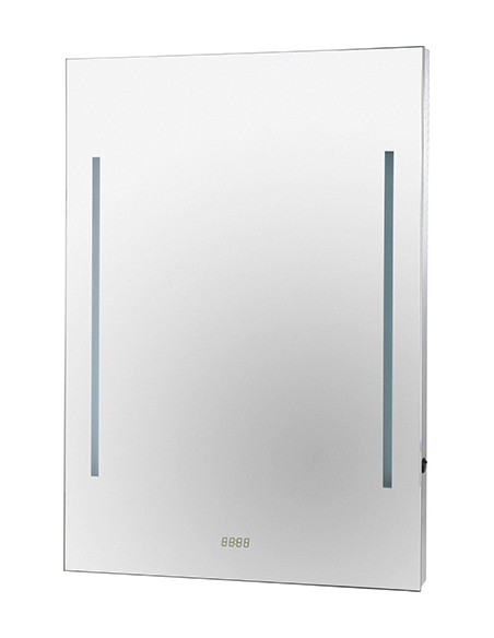 Mirror with LED lighting and clock,  600 x 800 mm