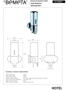 Soap dispenser 500 ml, stainless steel/plastic, matt 2