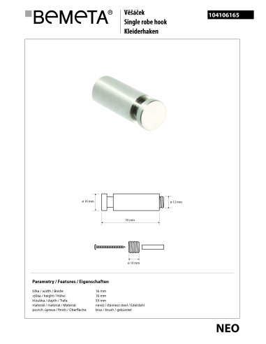 NEO: Single robe hook