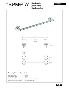 NEO: Towel holder, 600 mm 2